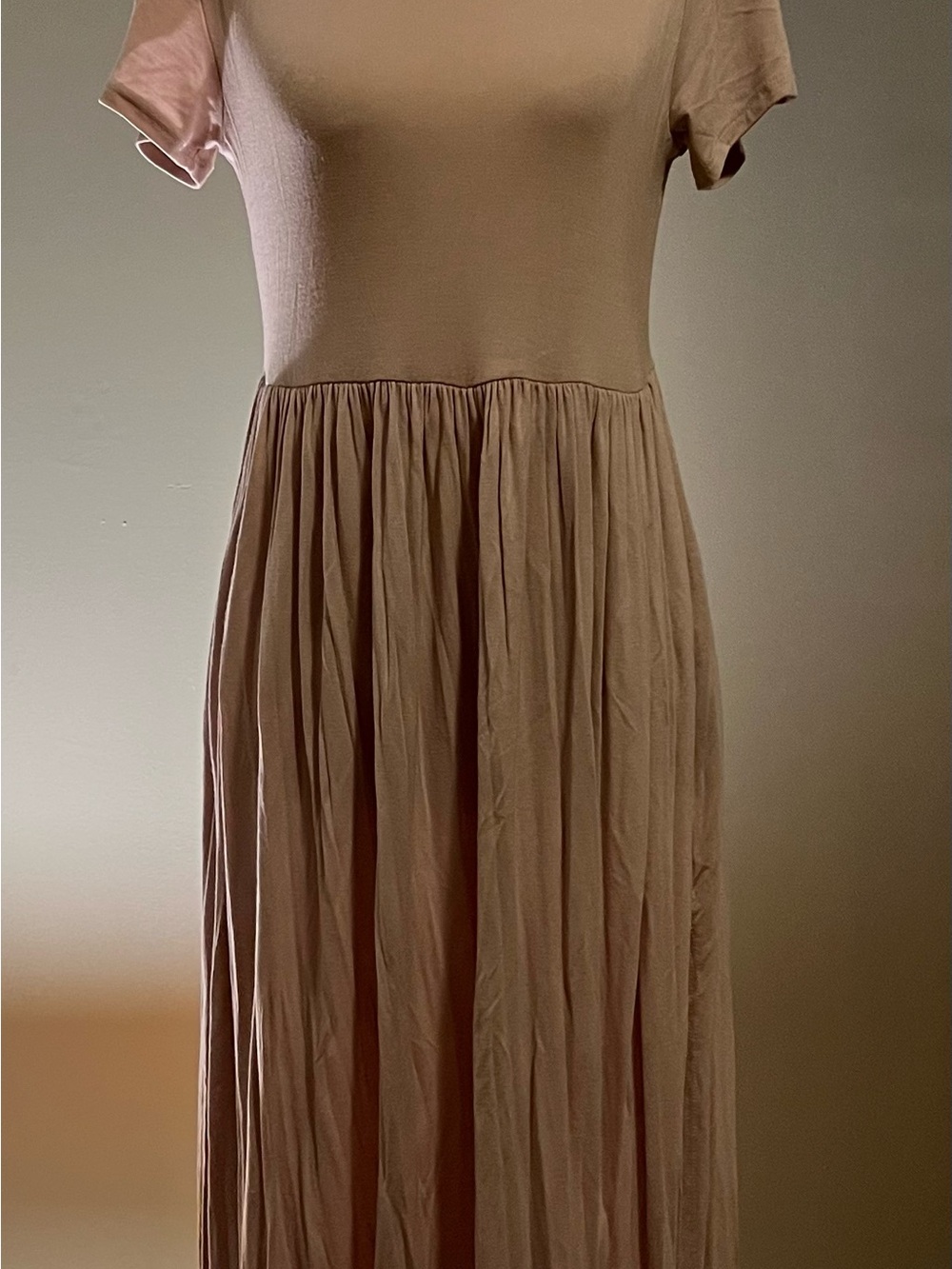 Casual Taupe Short-Sleeve Maxi Dress